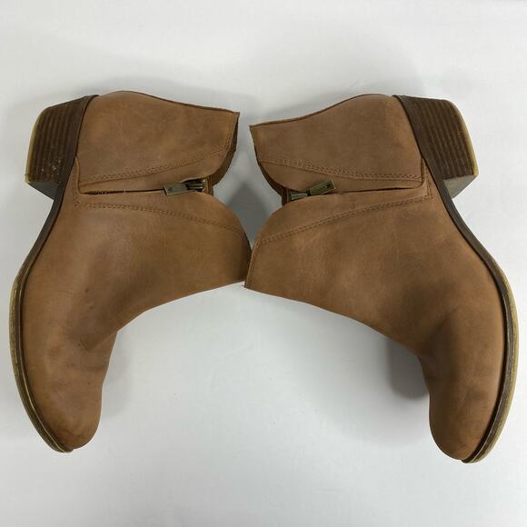Lucky Brand Womens Brennon Leather Ankle Boots Tan Double Zipper size 9.5 - Picture 6 of 11